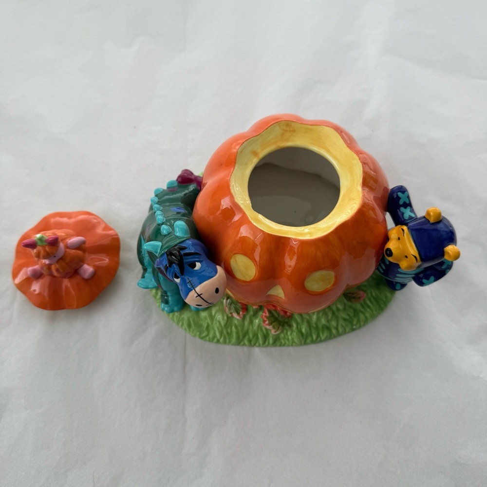 Vintage 1998 Disney Store Halloween Cookie Jar Pooh Piglet Eeyore in Costumes - Picture 6 of 11